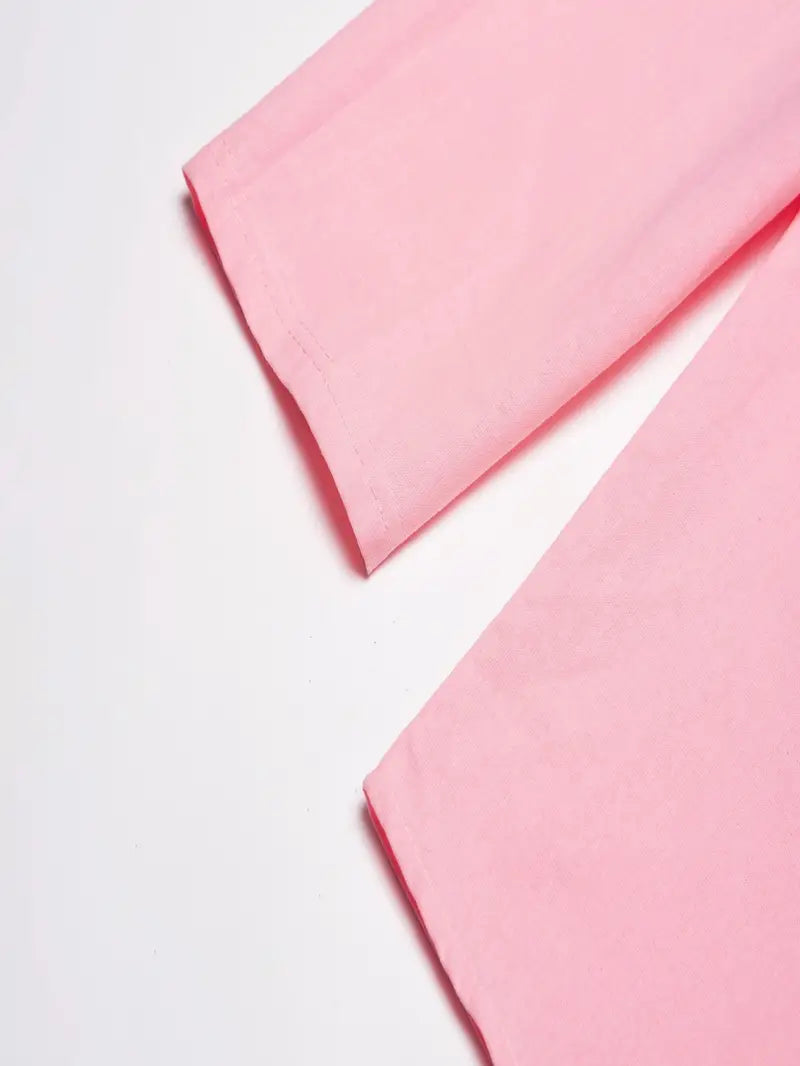 Langärmliges Leinenhemd mit Mandarinkragen und Knopfleiste