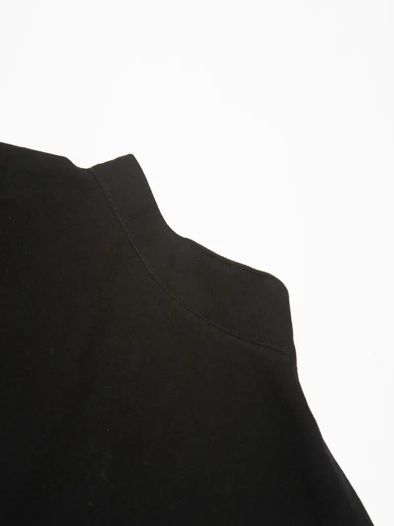 Langärmliges Leinenhemd mit Mandarinkragen und Knopfleiste