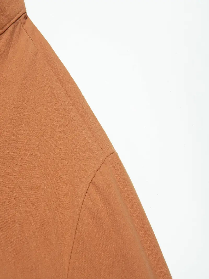 Langärmliges Leinenhemd mit Mandarinkragen und Knopfleiste