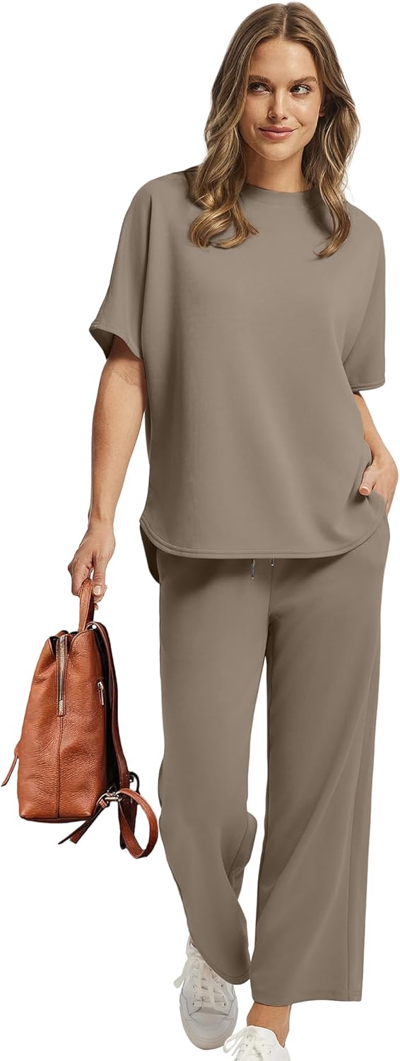 Women's two-piece summer clothing oversized wide-leg nine-point pants casual suit