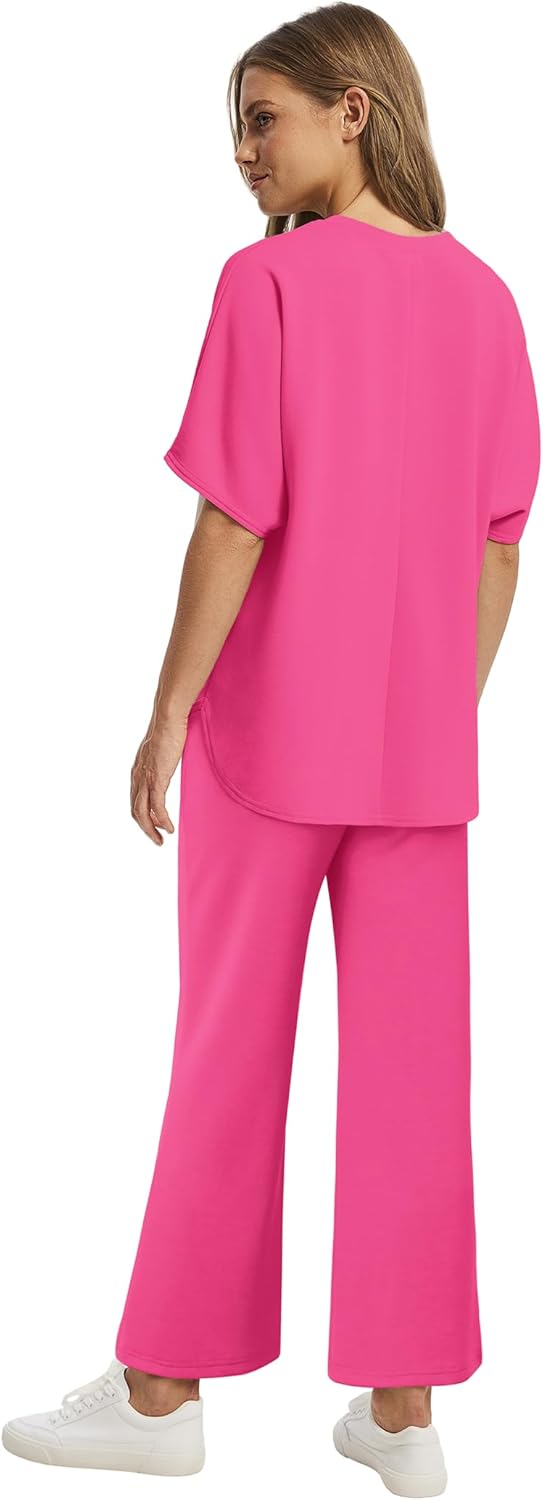 Women's two-piece summer clothing oversized wide-leg nine-point pants casual suit