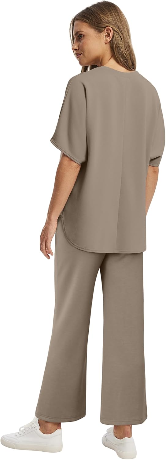 Women's two-piece summer clothing oversized wide-leg nine-point pants casual suit