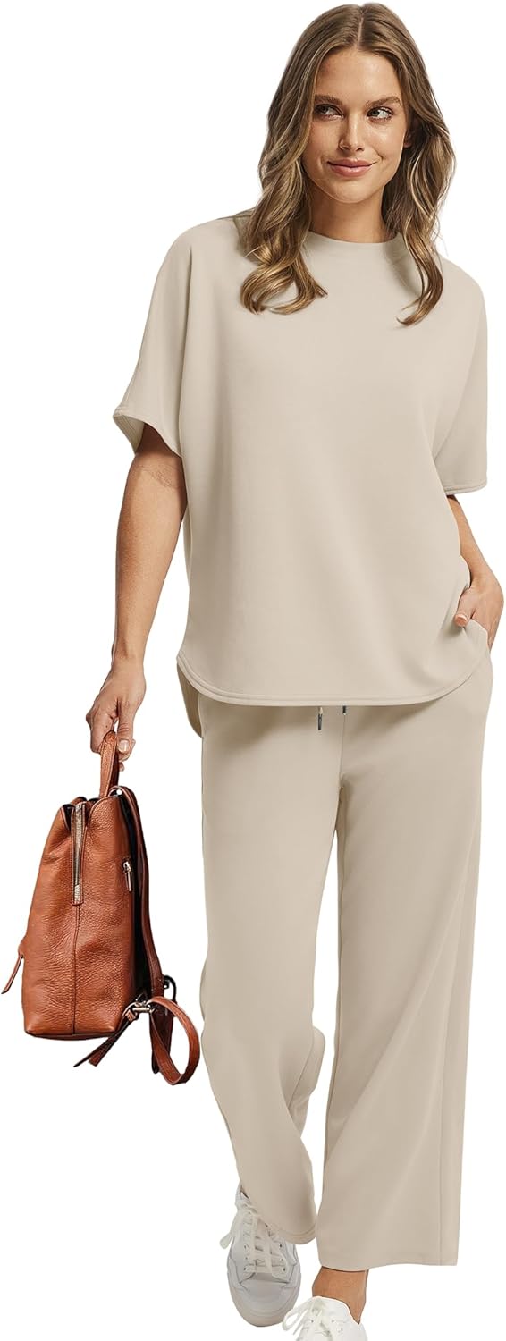 Women's two-piece summer clothing oversized wide-leg nine-point pants casual suit