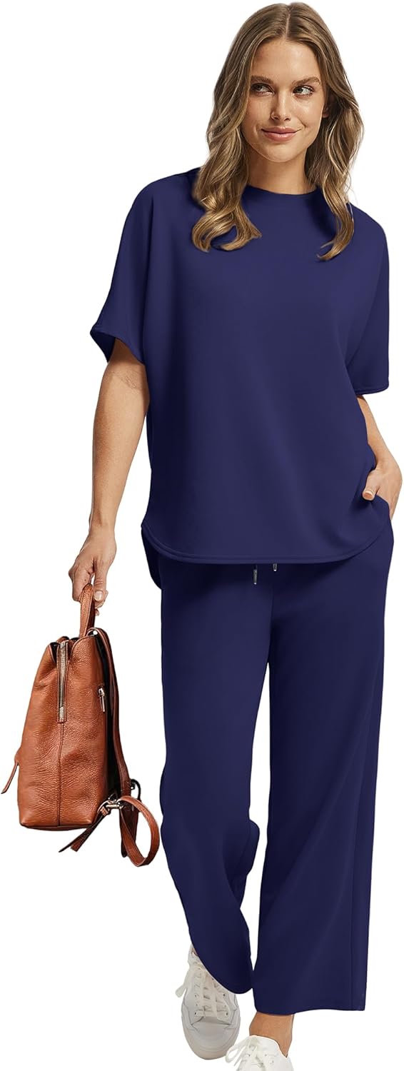 Women's two-piece summer clothing oversized wide-leg nine-point pants casual suit