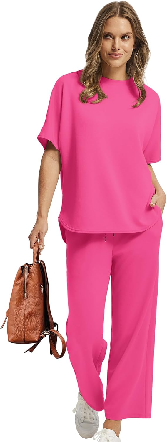 Women's two-piece summer clothing oversized wide-leg nine-point pants casual suit