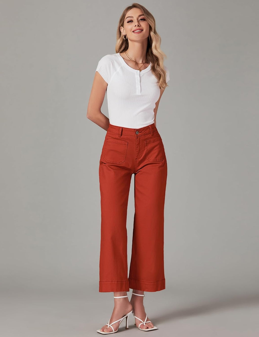 Women's wide-leg jeans, stylish high-waisted flared jeans