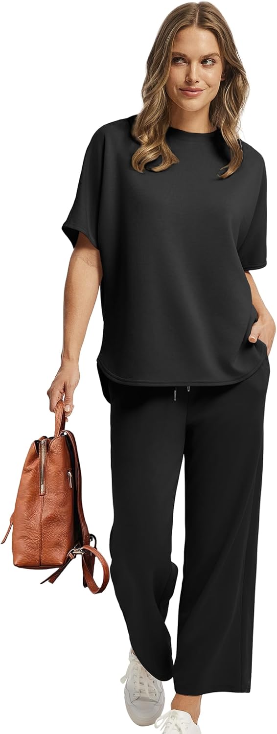 Women's two-piece summer clothing oversized wide-leg nine-point pants casual suit