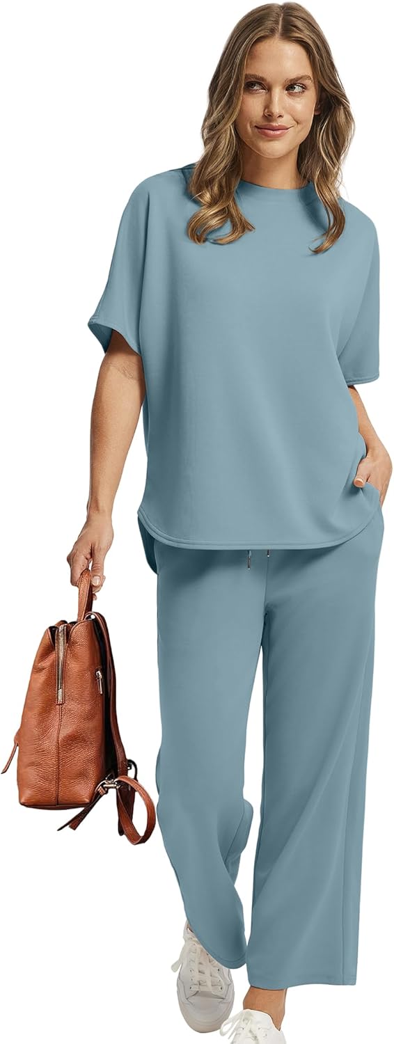 Women's two-piece summer clothing oversized wide-leg nine-point pants casual suit