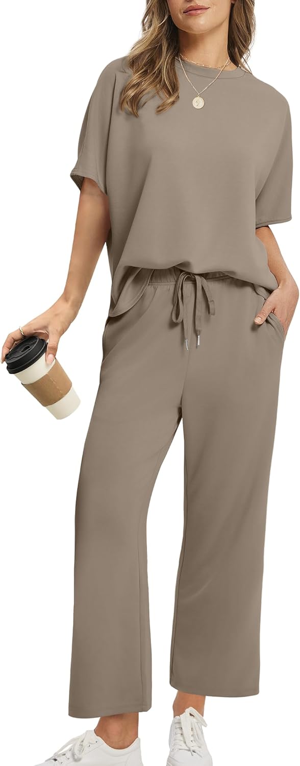 Women's two-piece summer clothing oversized wide-leg nine-point pants casual suit