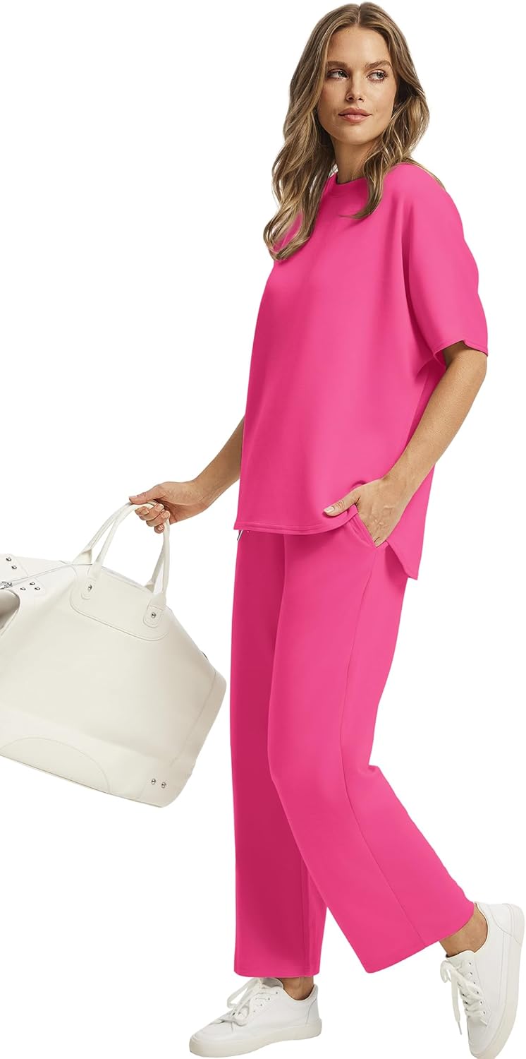 Women's two-piece summer clothing oversized wide-leg nine-point pants casual suit