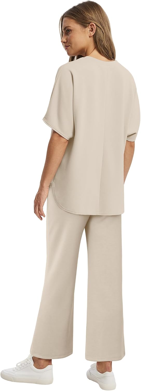 Women's two-piece summer clothing oversized wide-leg nine-point pants casual suit