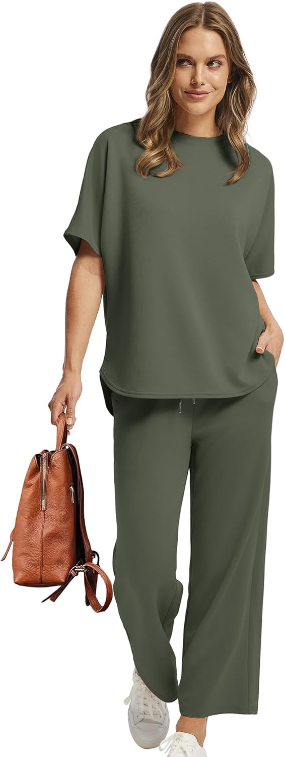 Women's two-piece summer clothing oversized wide-leg nine-point pants casual suit