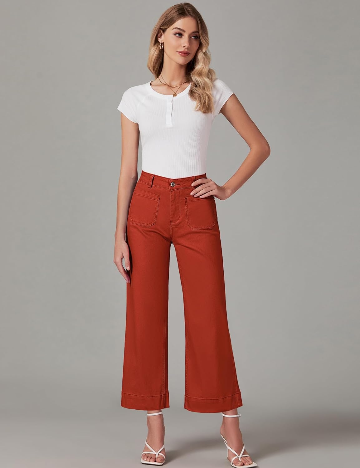 Women's wide-leg jeans, stylish high-waisted flared jeans