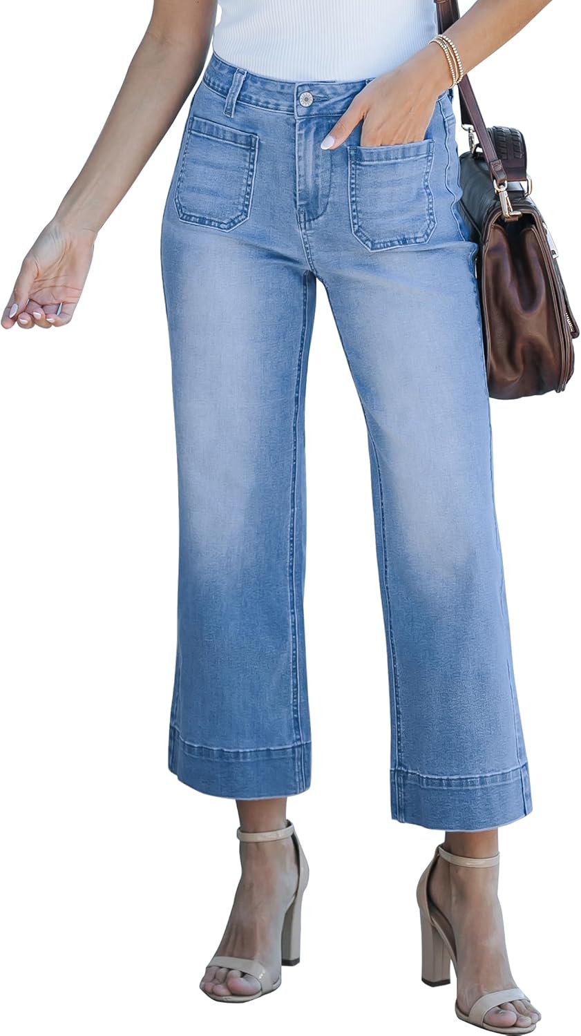Women's wide-leg jeans, stylish high-waisted flared jeans