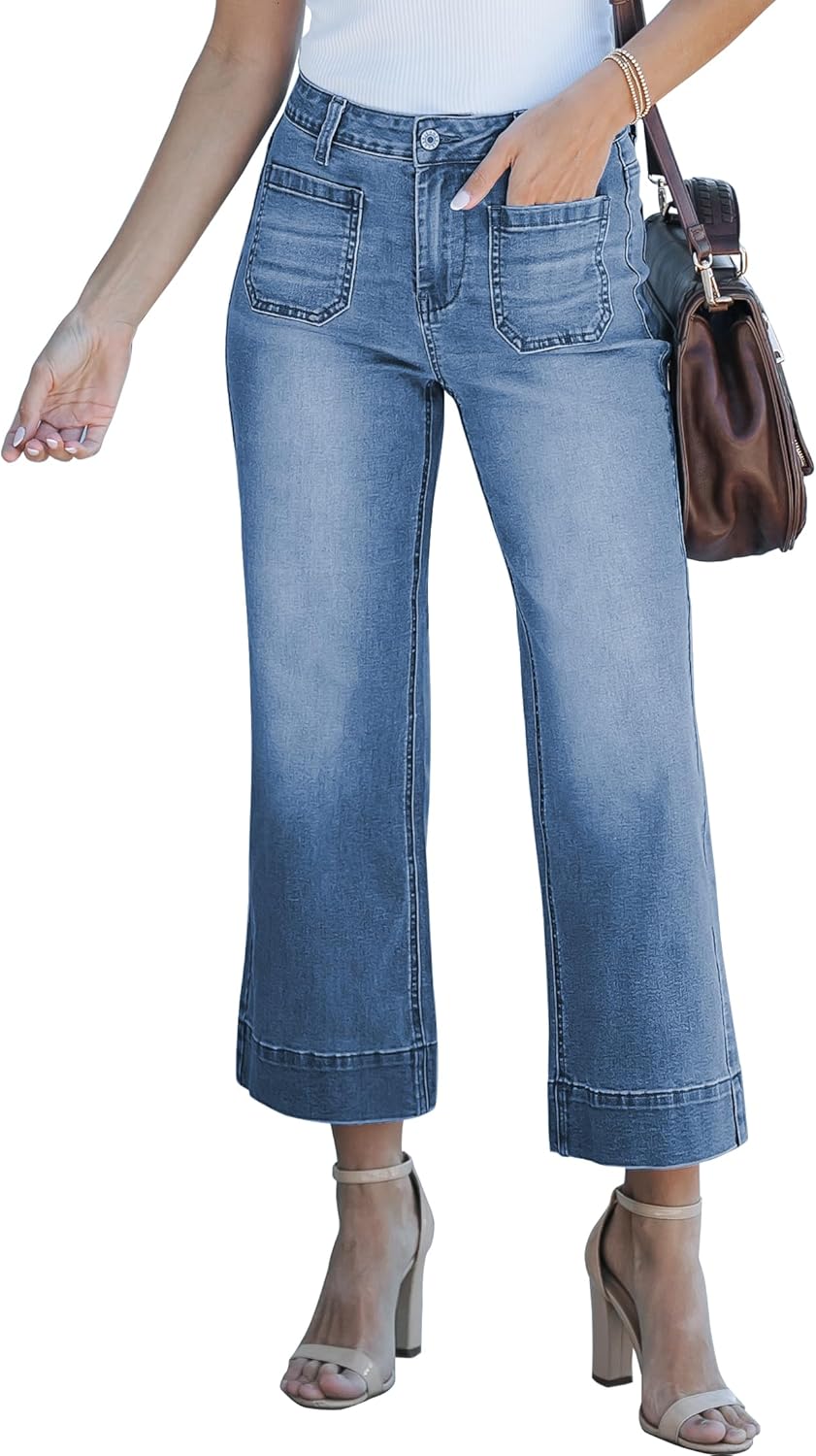 Women's wide-leg jeans, stylish high-waisted flared jeans