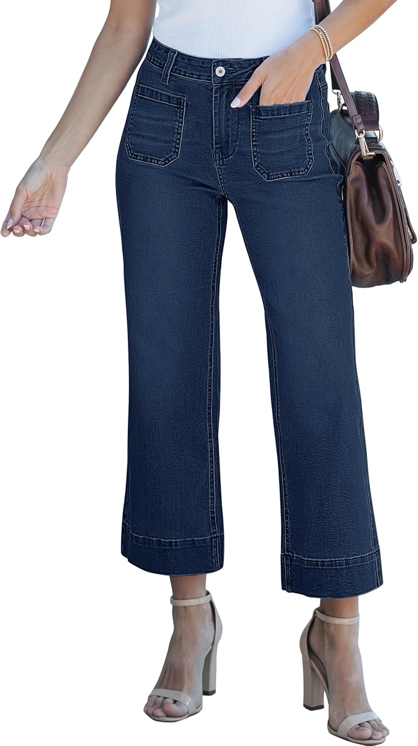 Women's wide-leg jeans, stylish high-waisted flared jeans