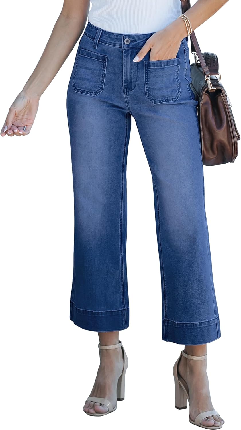 Women's wide-leg jeans, stylish high-waisted flared jeans
