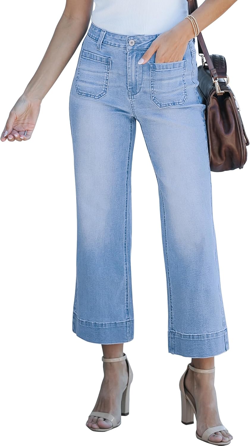 Women's wide-leg jeans, stylish high-waisted flared jeans