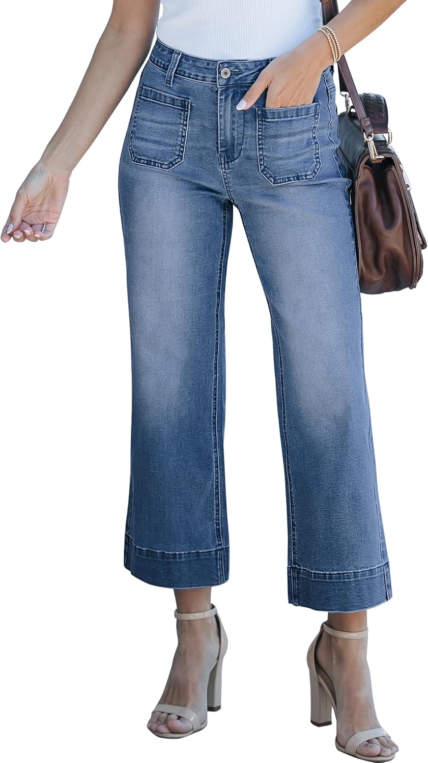 Women's wide-leg jeans, stylish high-waisted flared jeans