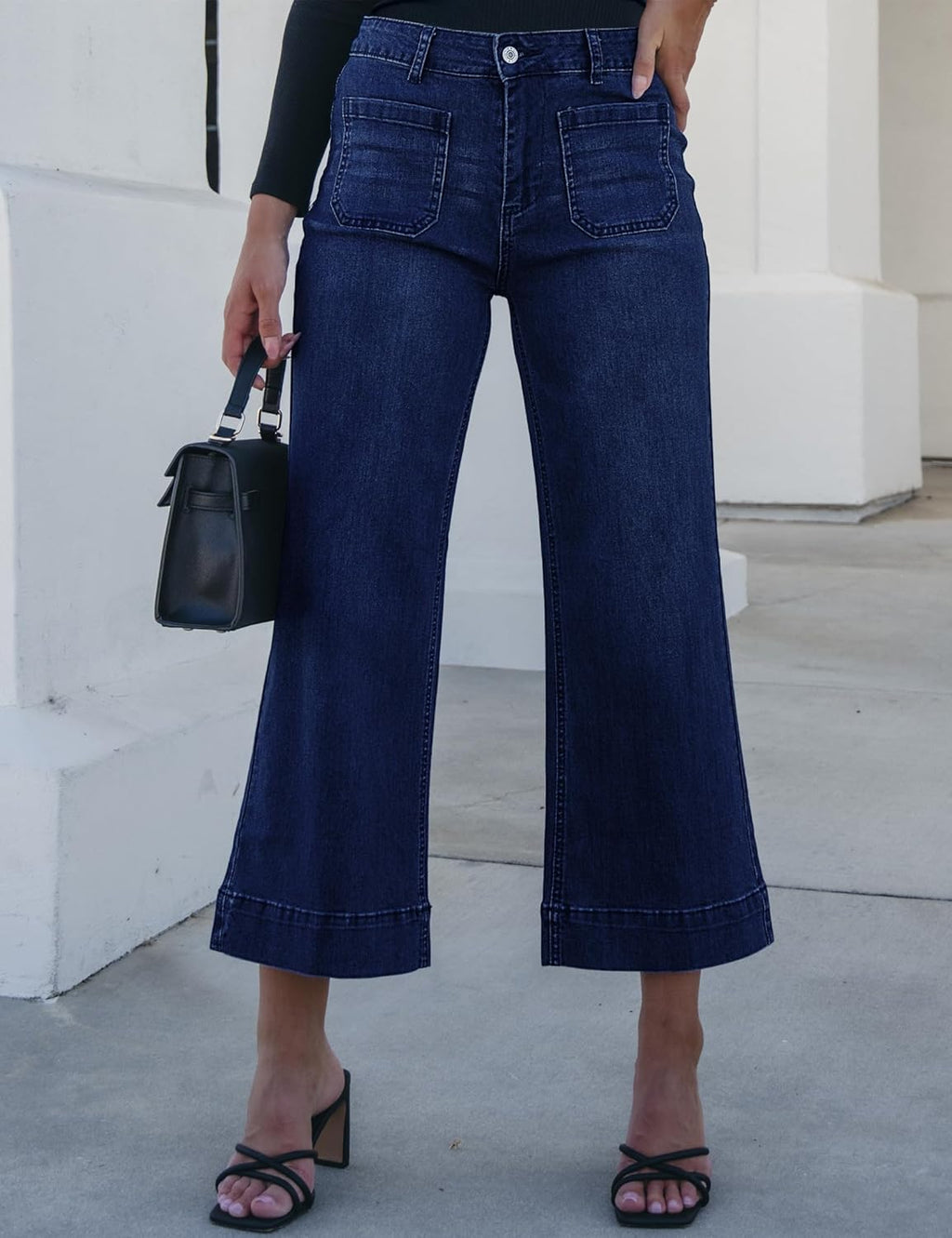 Women's wide-leg jeans, stylish high-waisted flared jeans