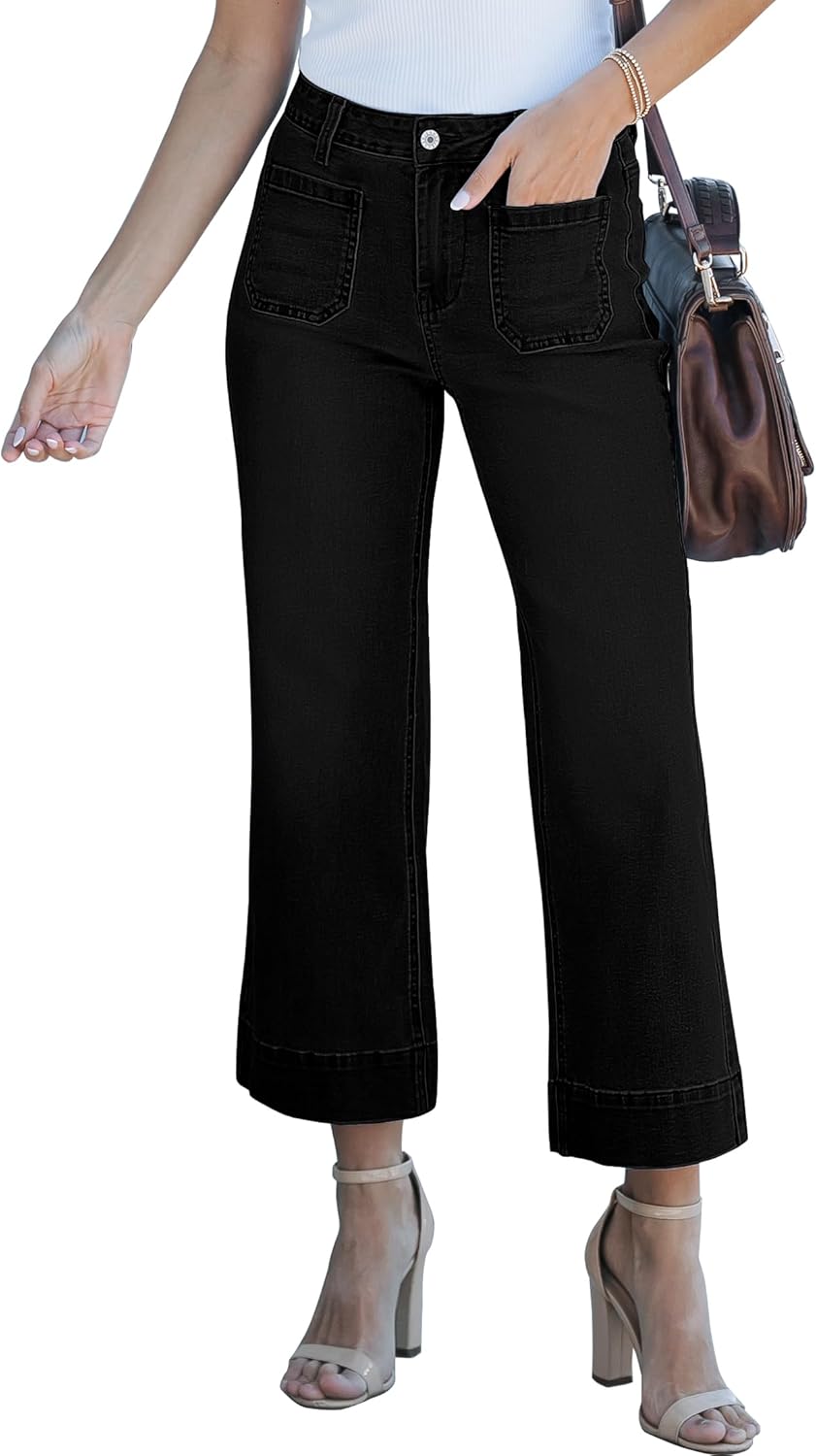 Women's wide-leg jeans, stylish high-waisted flared jeans