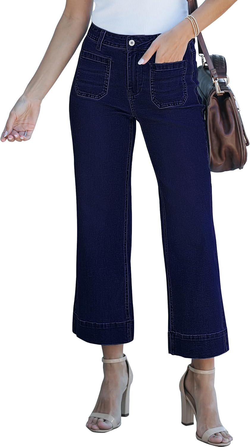 Women's wide-leg jeans, stylish high-waisted flared jeans