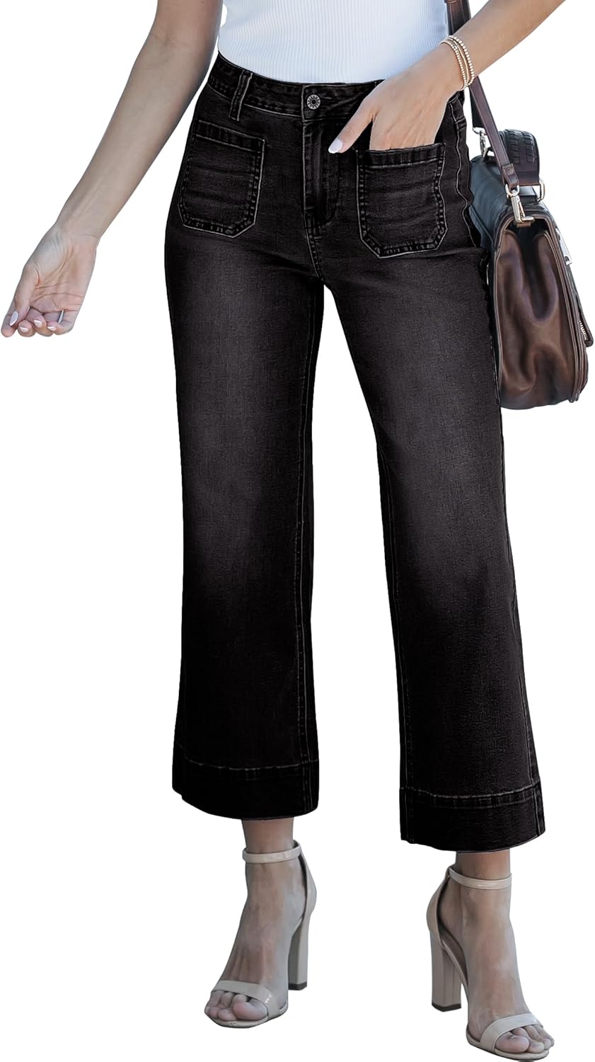 Women's wide-leg jeans, stylish high-waisted flared jeans