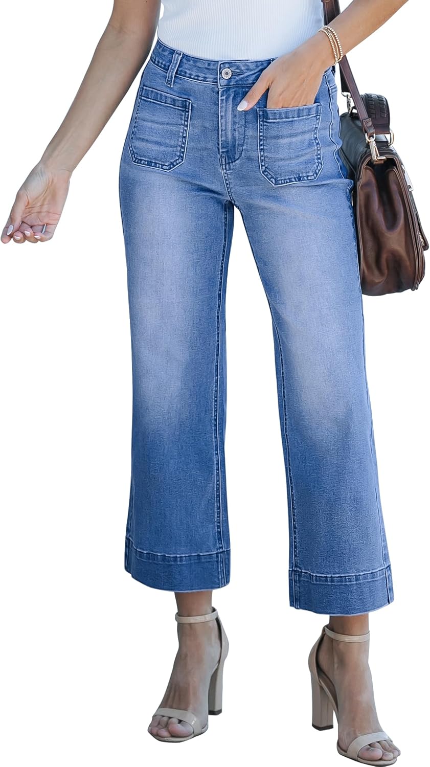 Women's wide-leg jeans, stylish high-waisted flared jeans