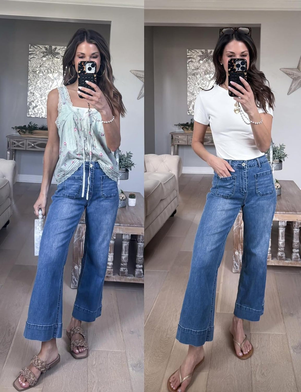 Women's wide-leg jeans, stylish high-waisted flared jeans