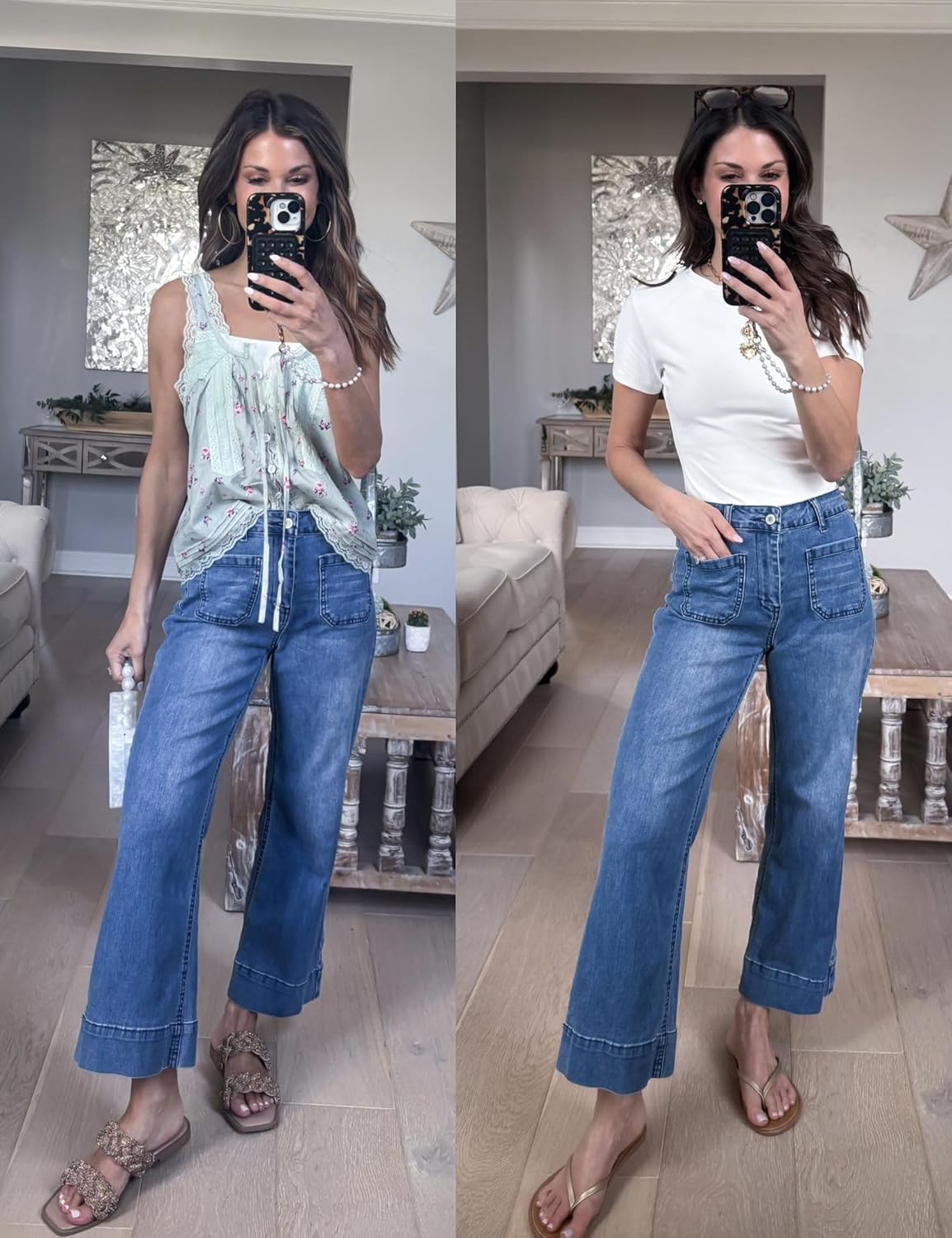 Women's wide-leg jeans, stylish high-waisted flared jeans
