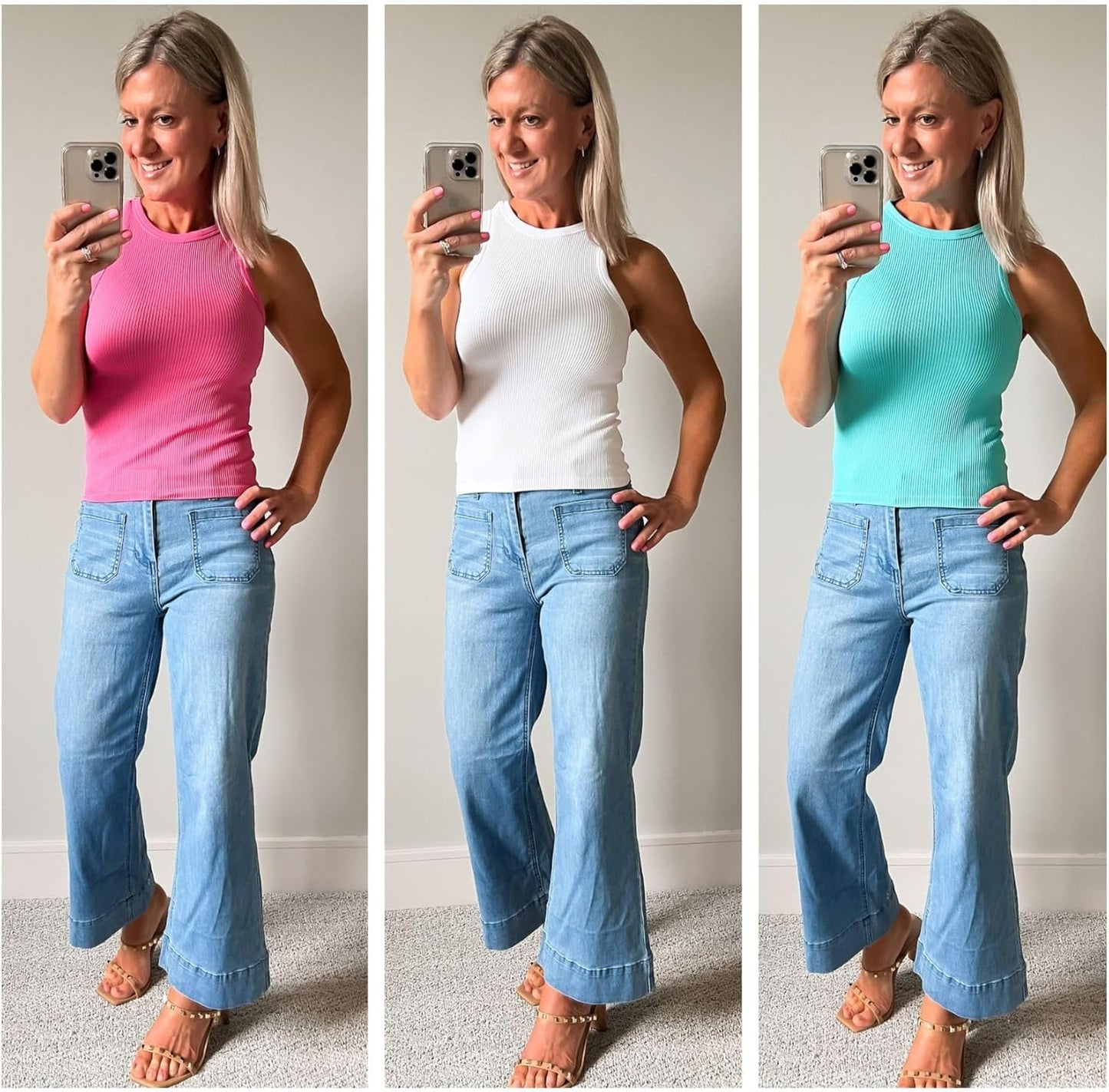 Women's wide-leg jeans, stylish high-waisted flared jeans