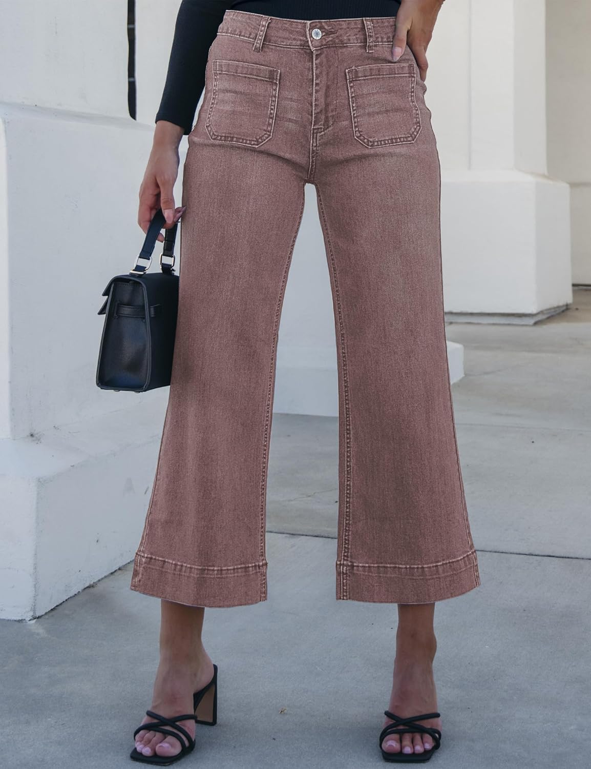 Women's wide-leg jeans, stylish high-waisted flared jeans