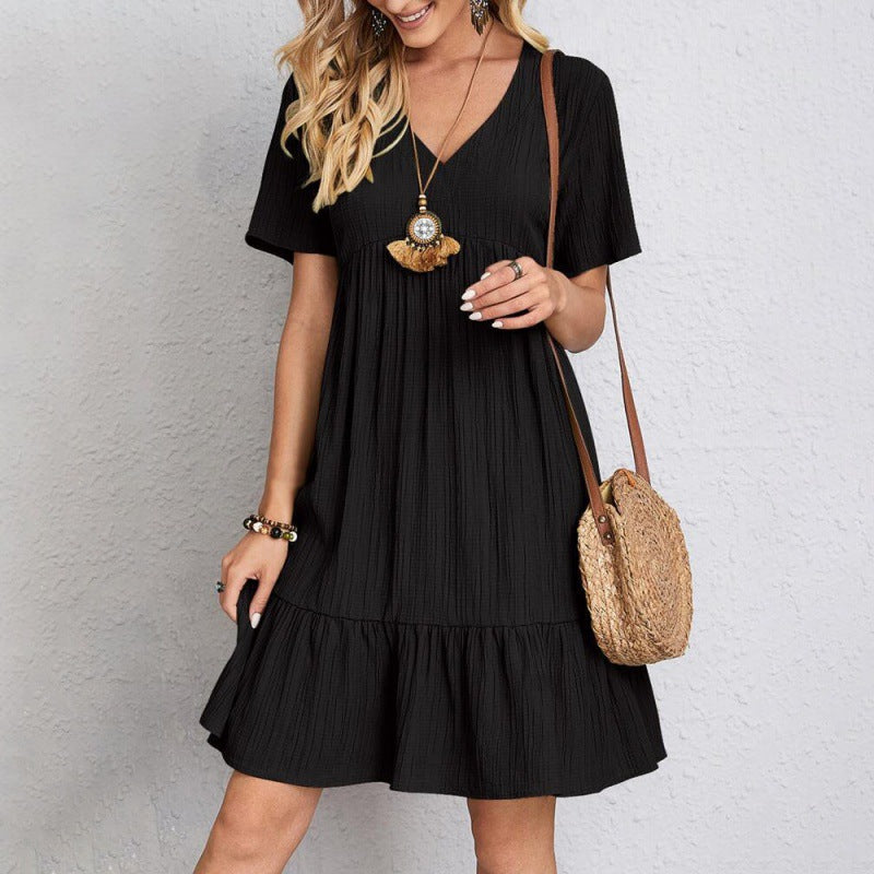 Women'S Clothing Skirt Loose Casual Short-SleevedDress